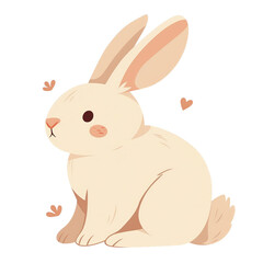 Obraz premium Cute cartoon bunny with hearts. Adorable white rabbit illustration. Perfect for children's books, greeting cards, and Easter designs.