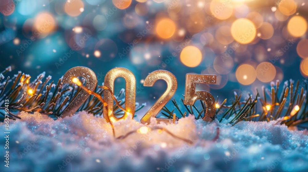 Poster a christmas tree with the number 25 on it. generate ai image