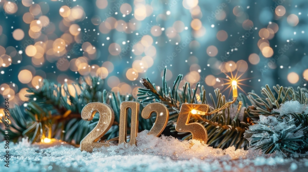 Poster a christmas tree with the number 25 on it. generate ai image
