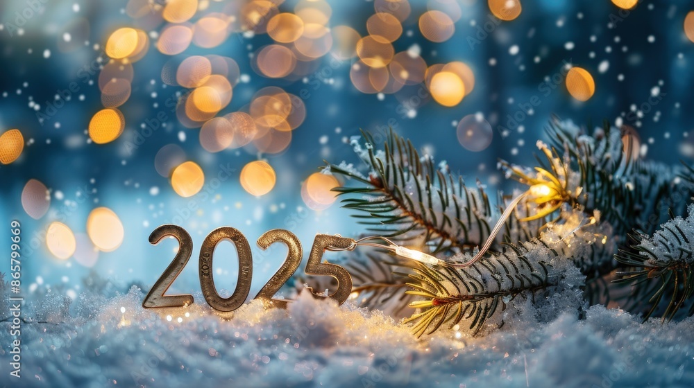 Poster a christmas tree with the number 25 on it. generate ai image