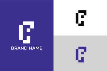 Obraz premium initial letter FC negative space abstract vector, letter FC CF pixel logo, letter FC logo best for construction and real estate development business