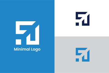 initial letter FU W M abstract lineart logo, letter FU WM forward arrow triangle logo, 