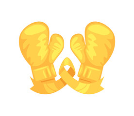 yellow boxer gloves and ribbon sarcoma awareness