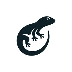 simple lizard negative space style logo vector illustration template design