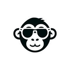 monkey with eyeglass logo vector illustration template design