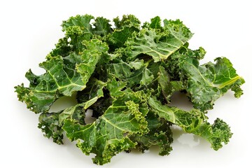 Obraz premium Kale chips on a plain white surface
