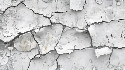 Obraz premium Cracked White Paint Texture on Wall, Grunge Background