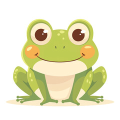 Naklejka premium Cute cartoon frog illustration with wide eyes and a cheerful smile. Perfect for children's books, educational materials, or playful designs.