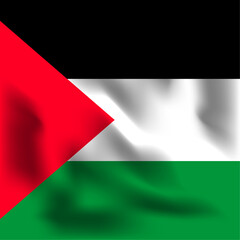 Palestine country flag vector. Palestine national 3D wavy flag poster banner in square shape