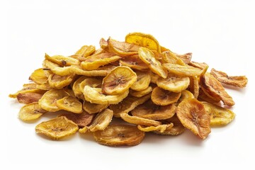 Fototapeta premium pile of banana chips on white background