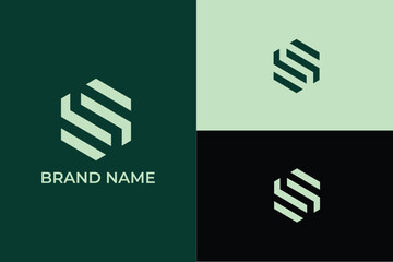 Minimal elegant monogram art logo initial letter S lineart infinity geometric logo, letter S connected chain link vector, abstract Letter C S logo, infinity letter S logo design template