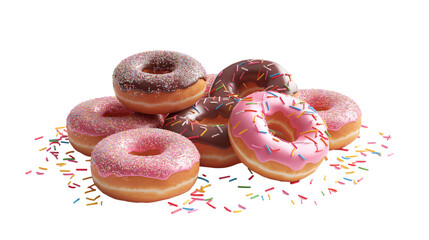 Donut with sprinkles isolated on white background