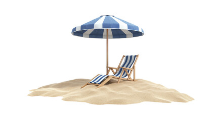 Parasol and chairs on the sand