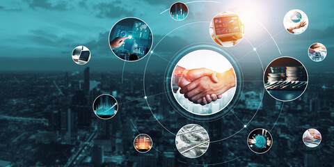 Futuristic business digital financial data technology concept for future big data analytic and...