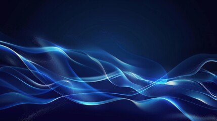Naklejka premium futuristic abstract blue background with waves and light effects