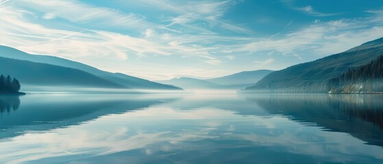 Minimalist Nature Wallpaper for Ultrawide Screen 21:9 , Beautiful lake and mountains