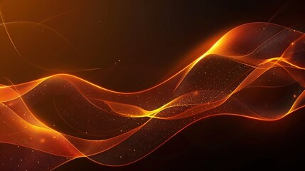 futuristic abstract orange background with waves and light effects