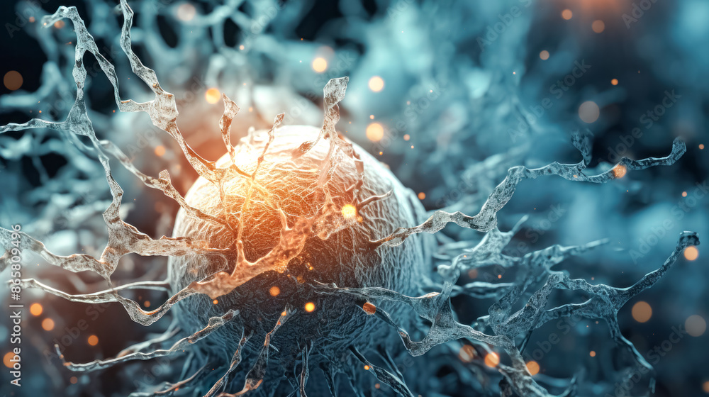 Poster a close up of a brain with many neurons.