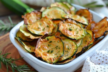 Thin zucchini chips baked in the oven