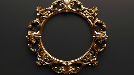 Luxury Decorative Golden Frame, Retro Ornamental Design with Intricate Details