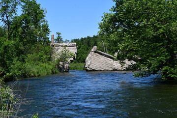 old stone bridge over the river