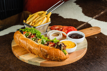 French sandwich with amazing potato fingers