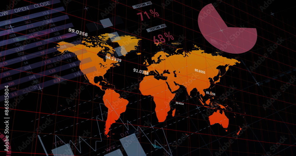 Poster image of data processing over world map