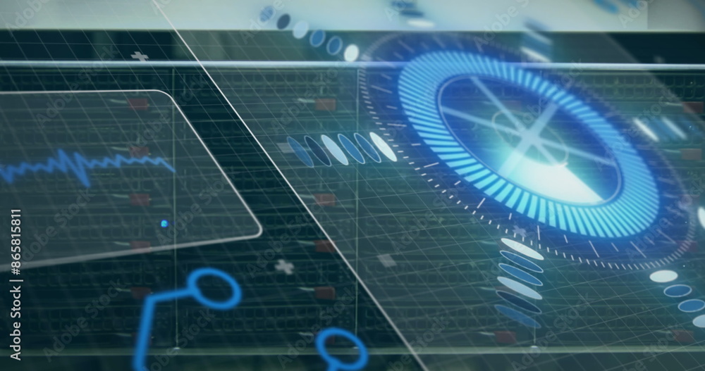Poster image of data processing over screens and grid