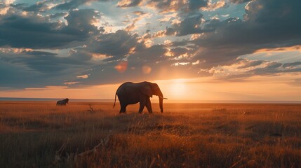 Wild elephant in the beautiful forest. 