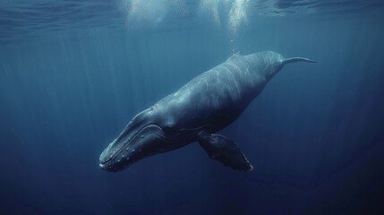 Fototapeta premium Sperm Whale Diving in Deep Water