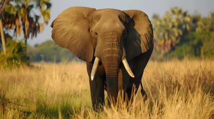 Obraz premium Wild elephant in the beautiful forest. 