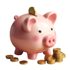 a piggy bank with coins, image without the background