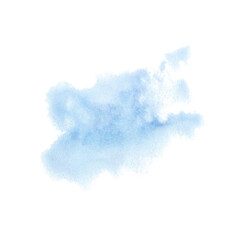 Abstract blue watercolor stain isolated on transparent background. Illustration of hand drawn splashes. Clipart for design, cards, labels, invitations, congratulations, packaging, print, advertising.