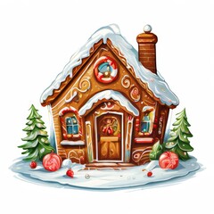 AI Image Generator, Cartoon style gingerbread house isolated