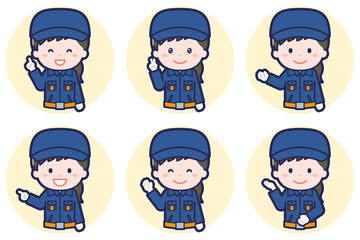 女性消防団員のポーズセット_03