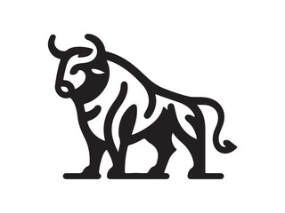 Bull icon. Flat style. Cartoon Bull face. Vector illustration. Silhouette simple. Animal Logotype concept.Bull logo design icon symbol vector template.