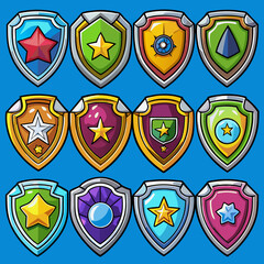 Obraz premium 15 Set of shield midels badges. Vector illustration