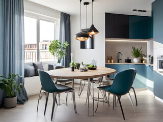 Modern Urban Apartment Dining Room Interior: A Stylish and Contemporary Space
