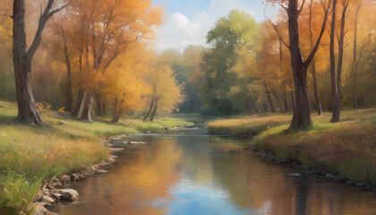 Fototapeta premium Autumn landscape with trees