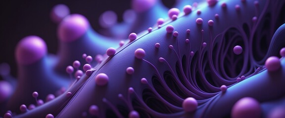 Abstract Biological Microscopic Organic Purple Blue Intricate Futuristic Background Wallpaper
