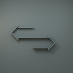 Minimal 2 way directional arrow sign, left, right, or up down. Opposing or decisions concept. 3D illustration render.
