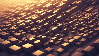 Cubes Geometric Abstract Metallic Reflective Golden Hue Art Modern Background Wallpaper