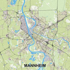 Mannheim, Germany map poster art