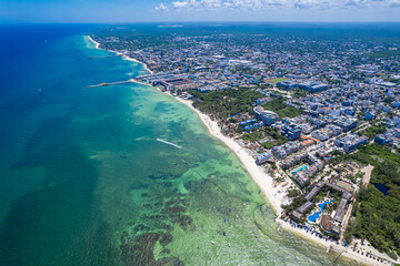 Fototapeta premium aerial view of Playa del Carmen, Mexico