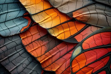 Close up colorful texture of butterfly wing surface pattern background