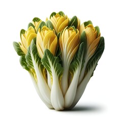 A variety of yellow and green vegetables on a white background.