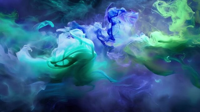 Energetic swirls of green blue and purple smoke burst from the ground adding an otherworldly touch to this smokescape.