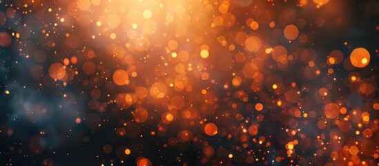 Obraz premium Abstract blurred lights header with orange glitter bokeh background and wide-screen banner texture