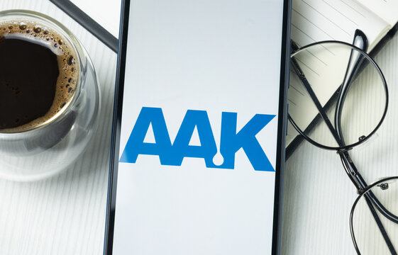 New York, USA - 21 June 2024: AAK Logo on Phone Screen, Company Icon