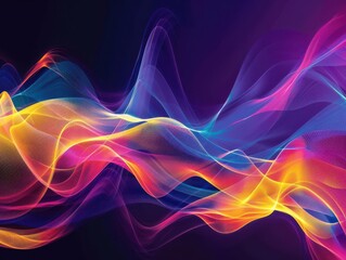 Naklejka premium Abstract wave of sound with vibrant colors and flowing lines, representing music and energy, dynamic and modern